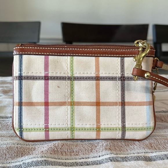 COACH Tattersall Signature Bleecker Plaid Canvas Leather Wristlet Wallet - Picture 3 of 5